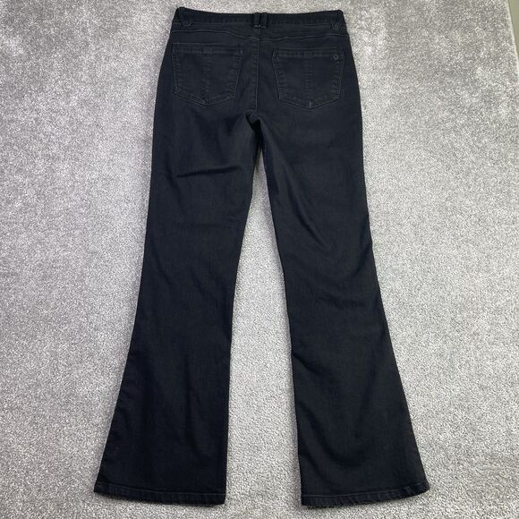 Democracy Jeans Women’s 8 Black Itty Bitty Bootcut Mid-Rise Dark Denim Stretch - Picture 3 of 10